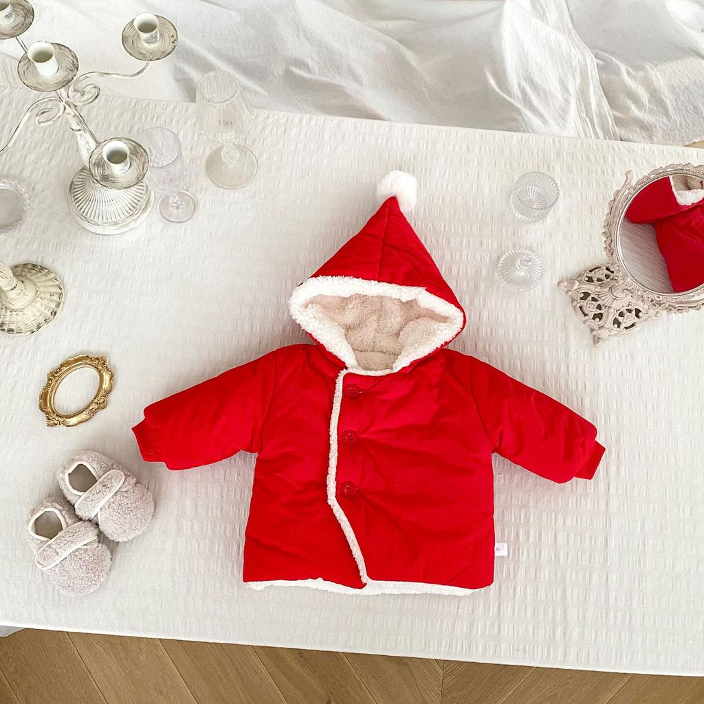 Baby Coat 2025 Winter New Cotton Baby Girl's Hooded Coat Plus Velvet Warm Hooded Jacket Coats