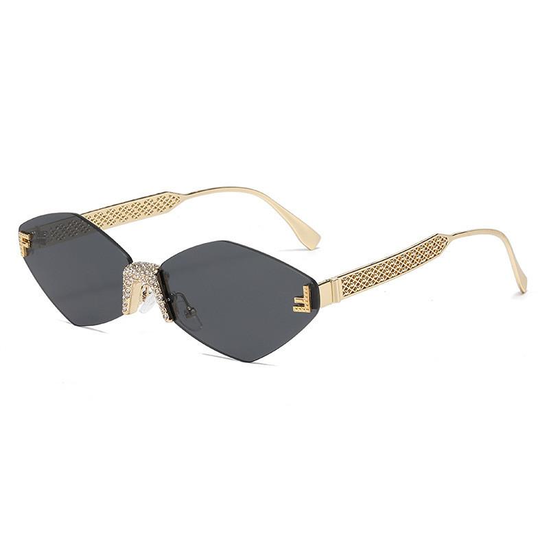 F Letter Fashion Frameless Sunglasses With Uv400 Protection For Street Style And Travel