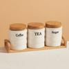3PCS Ceramic Storage Jars Set with Bamboo Lid for Coffee Sugar Tea - Kitchen Airtight Canisters & Organizers - Home Baking Suppl