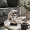 Niche Home Accents Halloween Ghost Swing Figurine, Spooky On A Moon Statue, Collectible Festive Gift Resin Gothic Decoration for Desktop, Mantel,