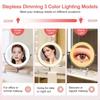 Rechargeable Wall Mounted Lighted Makeup Vanity Mirror 8 Inch Double Sided 1X 10X Magnifying Bathroom Mirror 3 Color Lighting T
