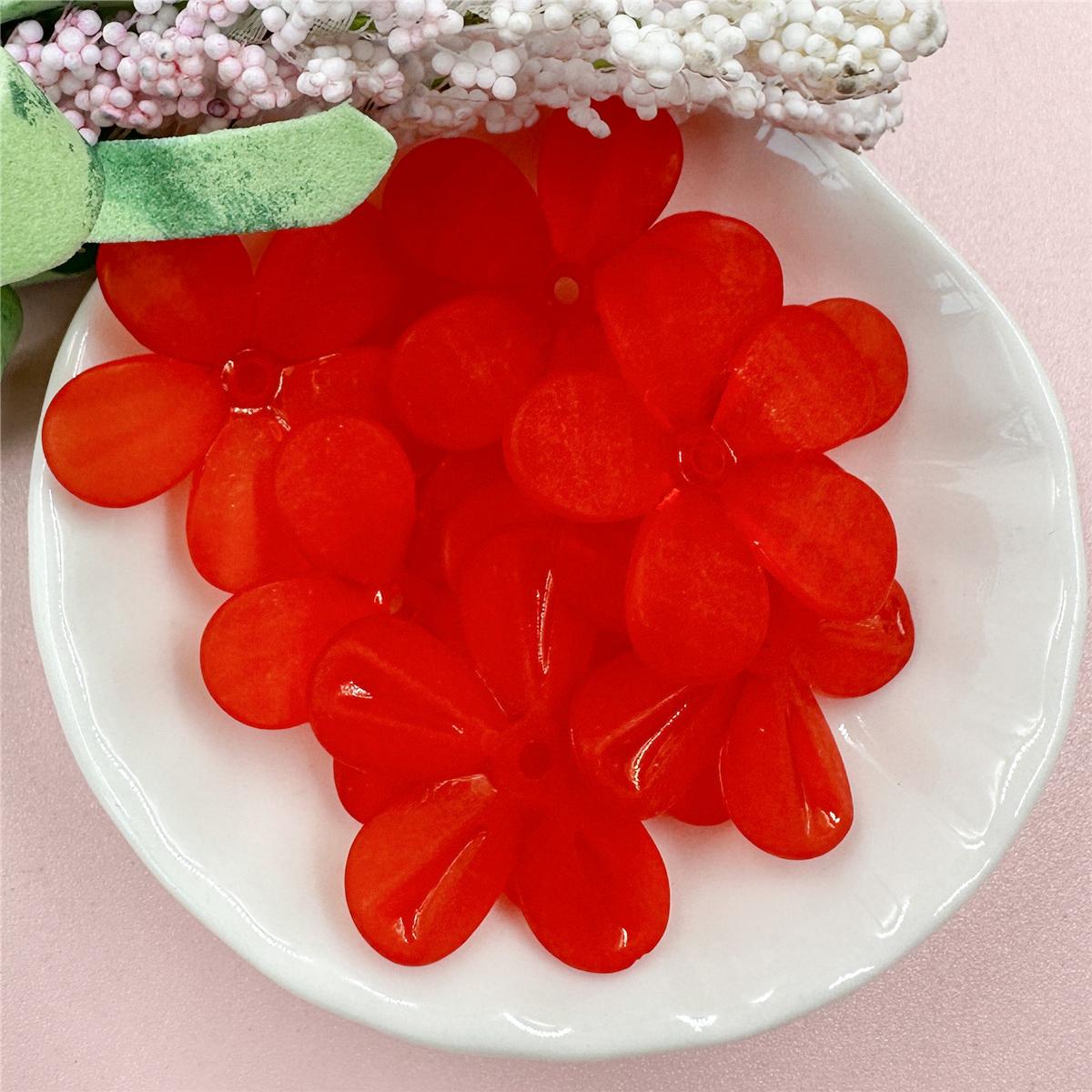 

28,5 мм серьги «сделай сам», ювелирные изделия для волос, матовые полупрозрачные 5 лепестков цветка, 10 шт., изготовление бусинок из материала ручной работы красный