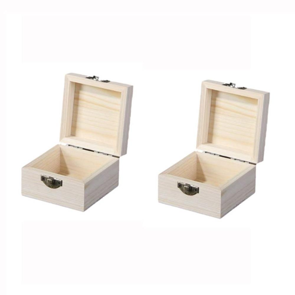 

2Pcs Small Slide Top Lid Wood Box Decorative Jewelry Storage Box Wooden Storage Box Bracelet Style D