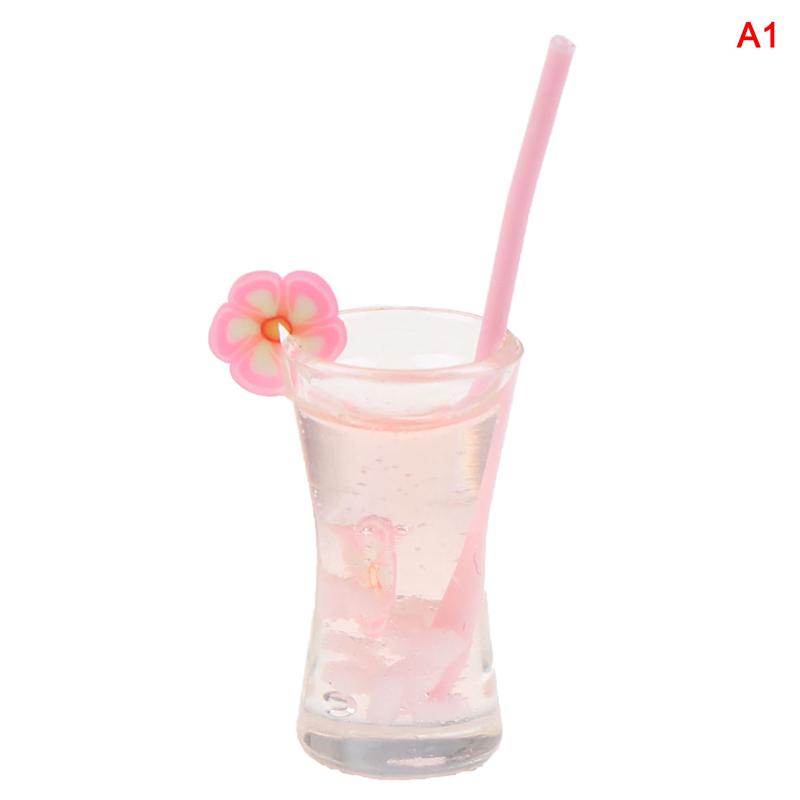 Mini Milkshake Ice Cream Lemon Milk Fruit Tea Water Cup Strawberry Banana Miniatures Dollhouse Accessories Cups Kitchen Toys
