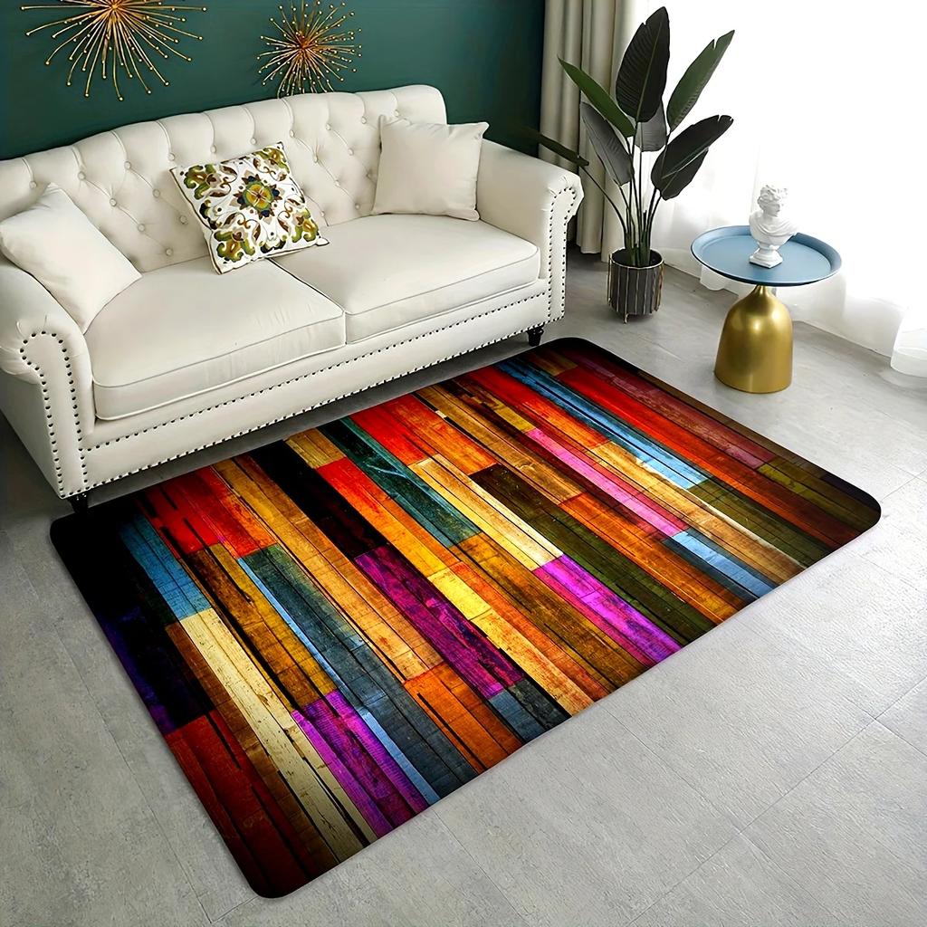 1pc 3D Wooden Striped Rug for Living Room Bedroom Floor Welcome Doormats Carpets Rugs for Home Kitchen Bathroom Mat Decoration