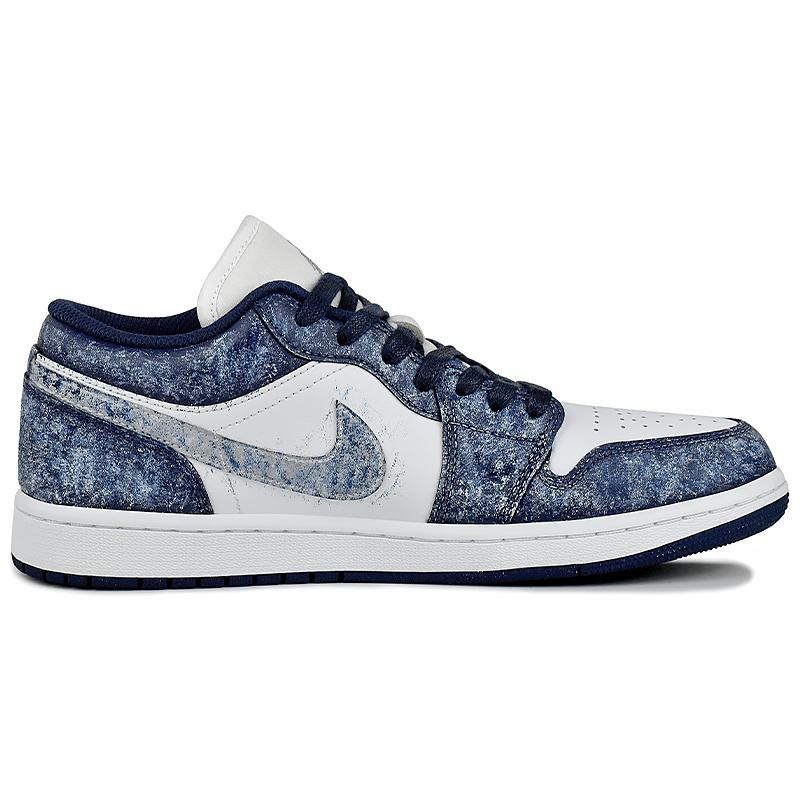 Jordan Air Jordan 1 Abrasion Resistant Low Top Vintage Basketball Shoes Men's Blue White 553558-141(Team96-S-BOX)