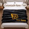 JCB Printed Flannel Blanket Custom Name Text Soft Warm Throw For Bedroom Holiday Gift