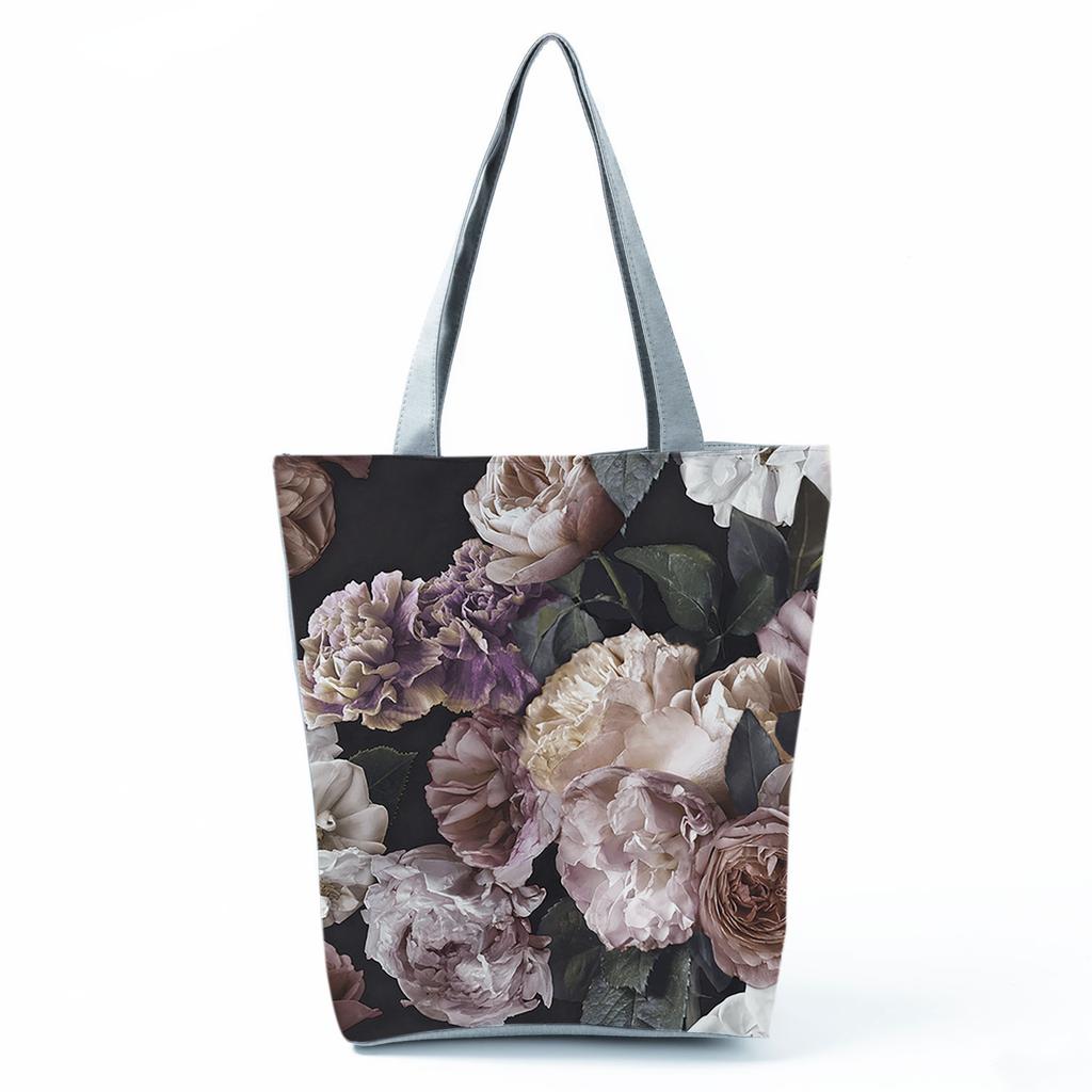 High Capacity Shoulder Bag Shopping Bags Bright Colors Floral Print Handbag Casual Travel Multi Functional Beach Bag Commuting Tote Bag