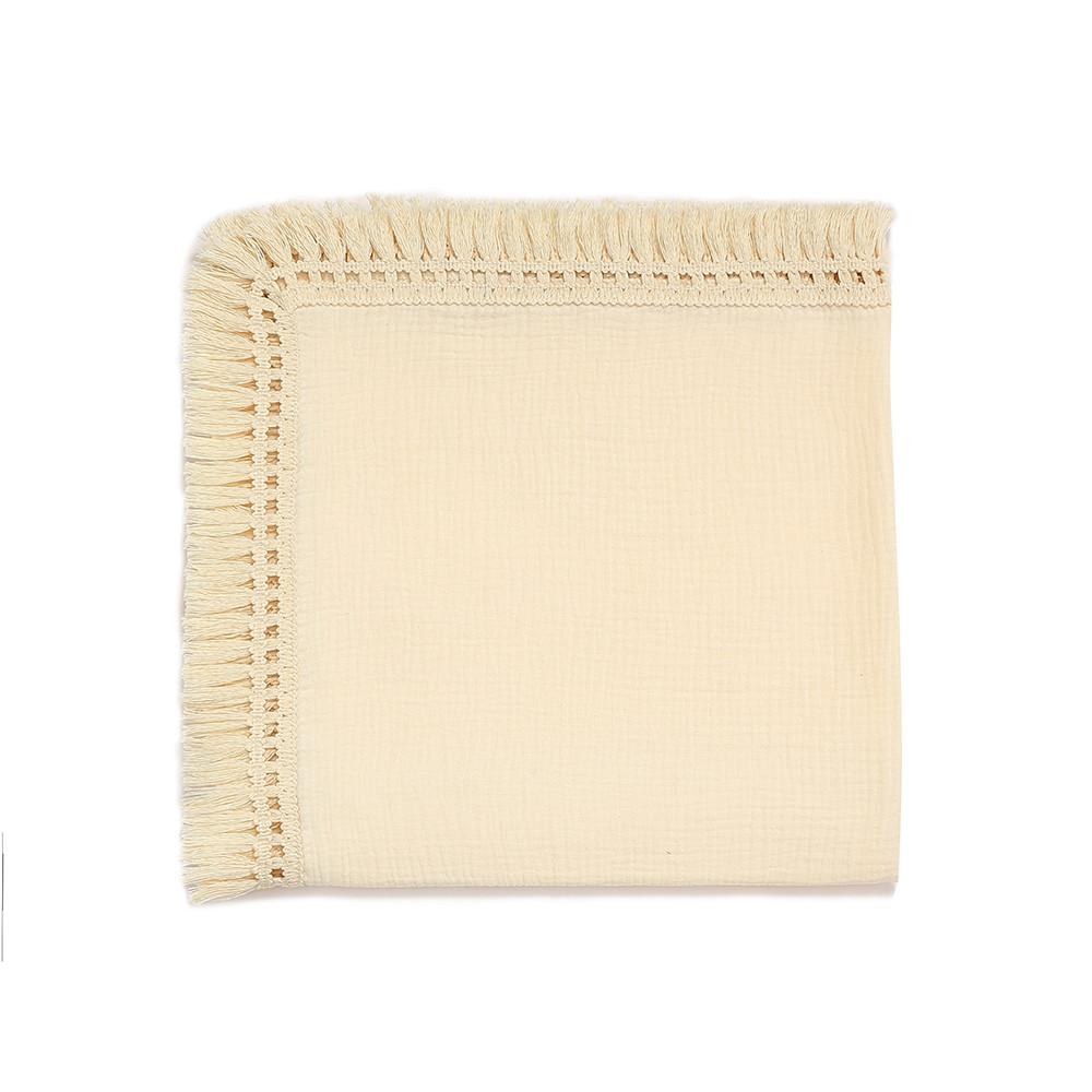 Muslin Gauze Baby Swaddle Blanket With Tassel Fringe Soft Breathable Newborn Receiving Wrap Infant Bath Towel Stroller Cover Baby Bedding Accessories