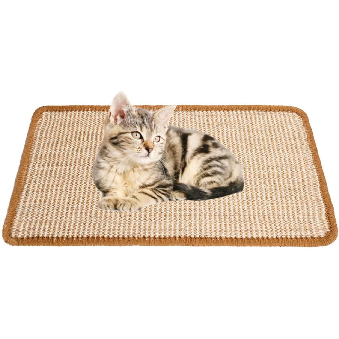 Cat Scratcher Mat,19.68 x 9.84 Inch Sisal Cat Scratching Pad Rug with Hook and Loop Sticky Cat Scratch Wall Mat Protect Carpet Sofa Floor Door