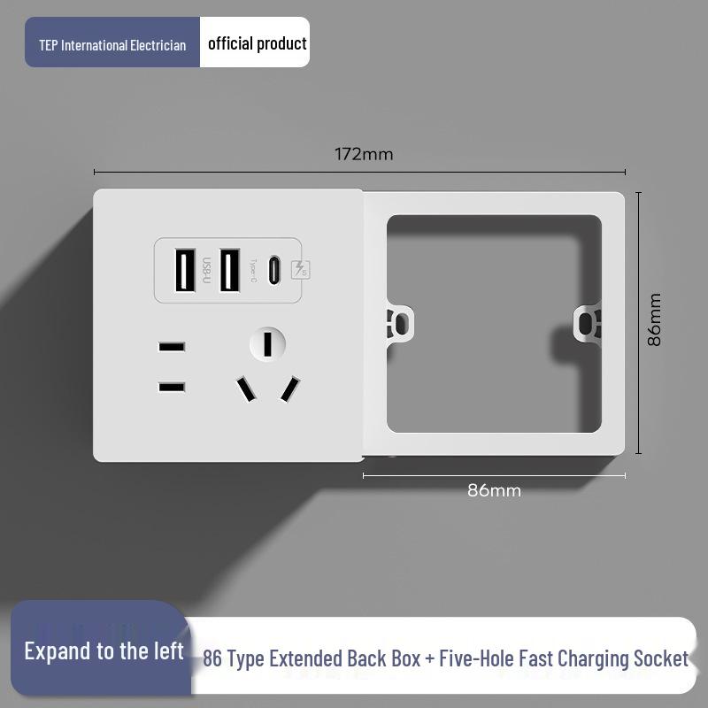 86 Type Multi-functional Five-Hole Wall Socket Converter with Switch and Power Strip