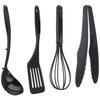 [BLKP] Pearl Metal 4-Piece Kitchen Tool Set (Black, G-8126) - Made In Japan: Spatula, Ladle, Tongs, and Whisk, Nylon. Limited Edition.