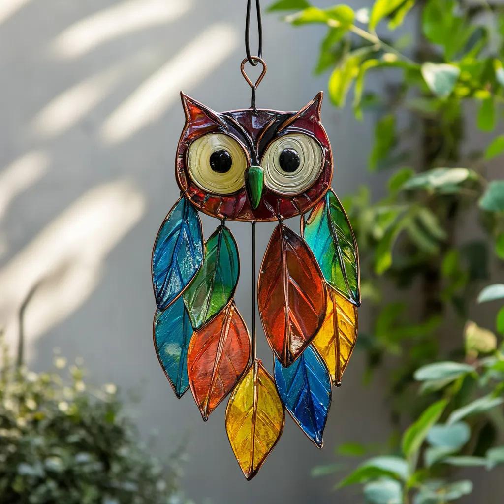 Acrylic Colorful Owl Hangings Home Bedroom Window Hanging Decorations Sun Catcher Acrylic Suncatcher Crafts