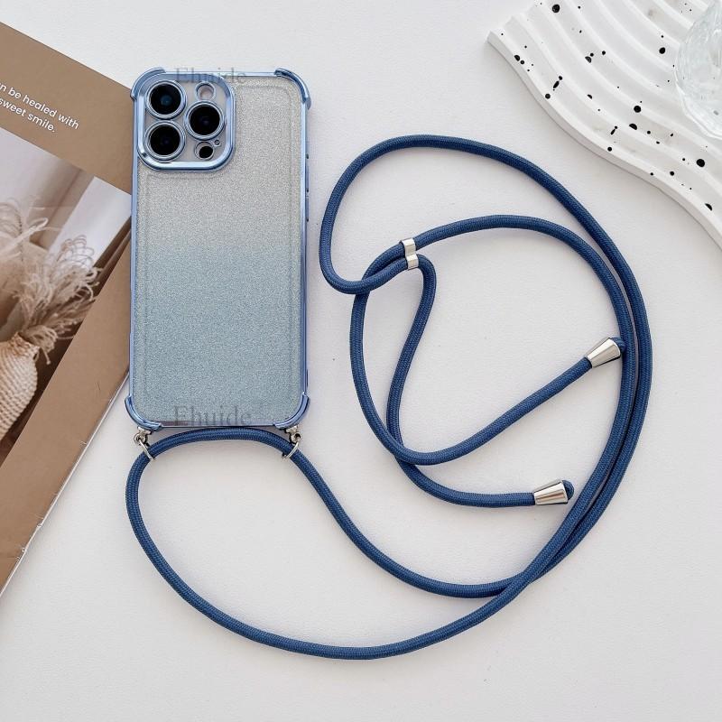 Crossbody Strap Lanyard Silicone Phone Case For Samsung Galaxy S26 S25 S24 Ultra S23 FE A16 A55 Candy Color Soft TPU Back Cover