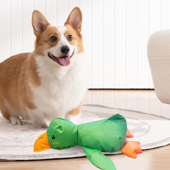 Dog Chew Duck Toy Boredom Stress Relief Quack-Quack Duck Pet Interactive Toy Oxford Cloth Puppy Calming Plush Duck Squeaky Toy Pet Supplies