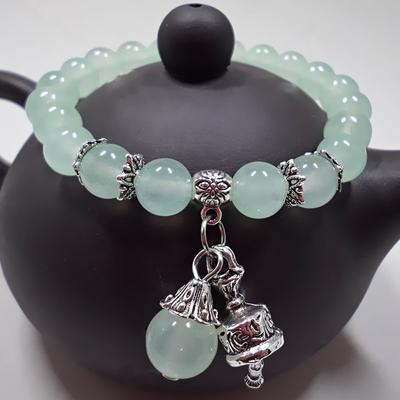 Crystal Chalcedony Bracelet Women's Pink Chalcedony Candy Color Ceramic Cat Handmade Beaded Bracelet Handmade Jewelry