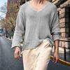Maglione da Uomo Scollo a V Facile da Abbinare Traspirante Elastico Confortevole Maglia Maniche Lunghe Pullover Largo Maglione Autunnale Vestiti da Uomo