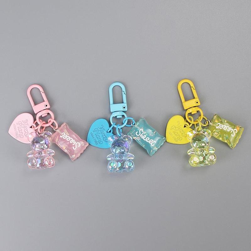 Desene animat Bling Heart Bear Animal Bomboane Breloc Breloc pentru iubitorii de prieteni Drăguț Creativ Geantă Mașină Căști Cutie Accesorii pentru chei