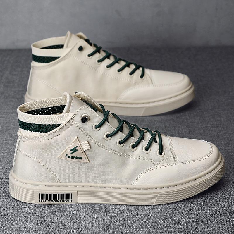 Herrenschuhe Herbst Neu High-Top Sneaker Studenten Lässig Atmungsaktiv Canvas Weiße Schuhe