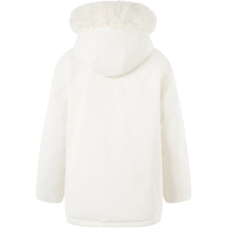 Li Ning Down Jackets Women's Ecru Hooded Thickened Down Coat AYMU542-1