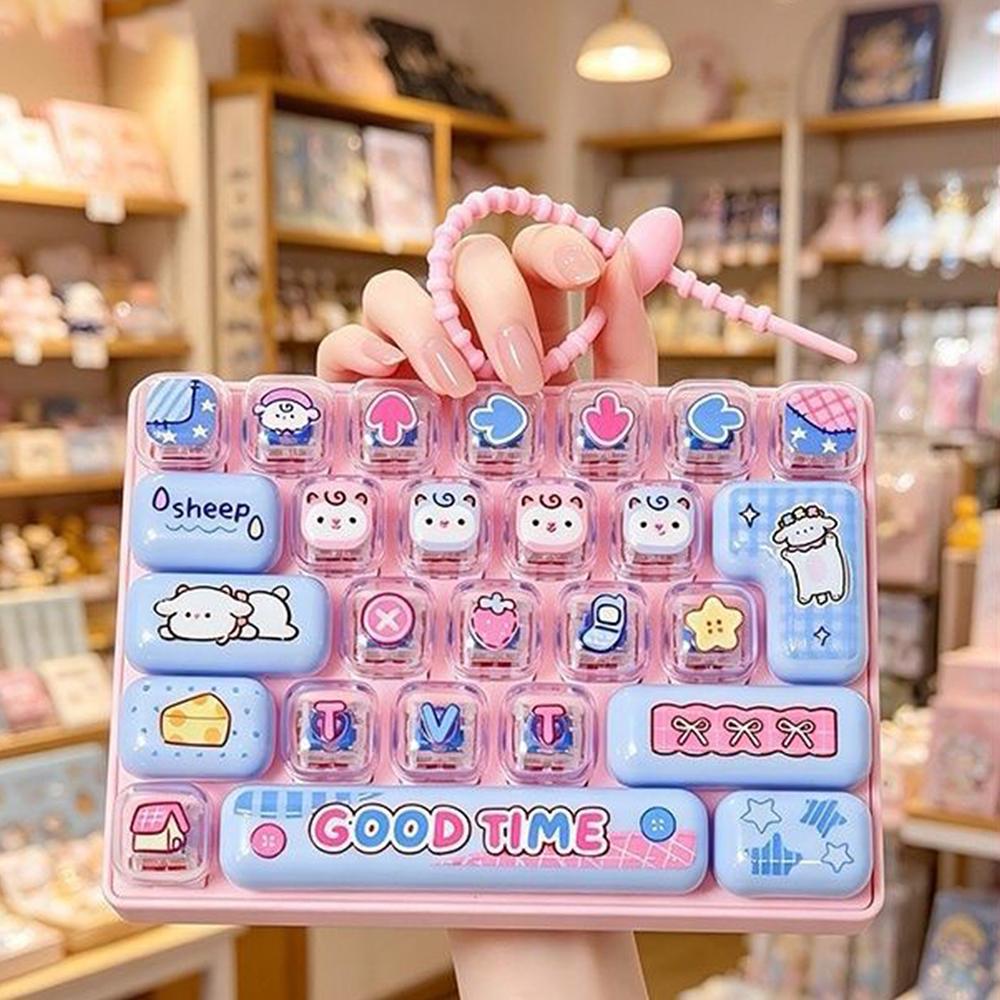 Kawaii 26-Key Mechanical Keyboard Keychain Press Button Stress Relief Fidget Pendant Bag Backpack Accessories Girl Gifts New