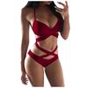 Damskie stroje kąpielowe Seksowne bikini Jednolity kolor Pasek z rozcięciem krzyżowym