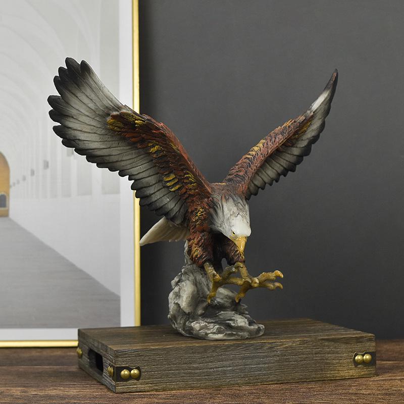 American Grand Exhibition Eagle Resin Figurine - Majestic Male Eagle Decor for Home, Office, or Wine Cabinet.