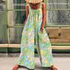 2026 Summer Plus-Size Women's Printed Strappy Wide-Leg Jumpsuit