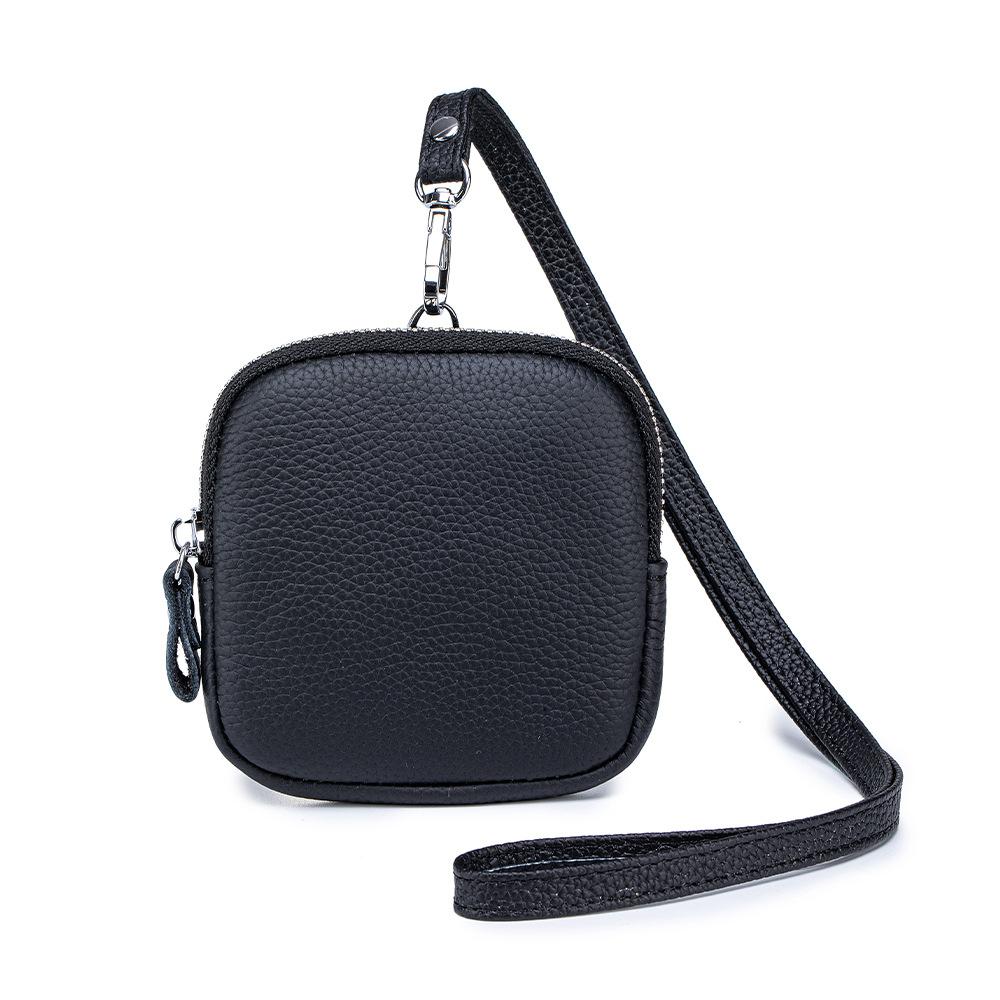 

A Simple Cowhide Coin Purse, Fashionable and Portable Neck-hanging Lipstick Makeup Bag, and Genuine Leather Storage Case чёрный