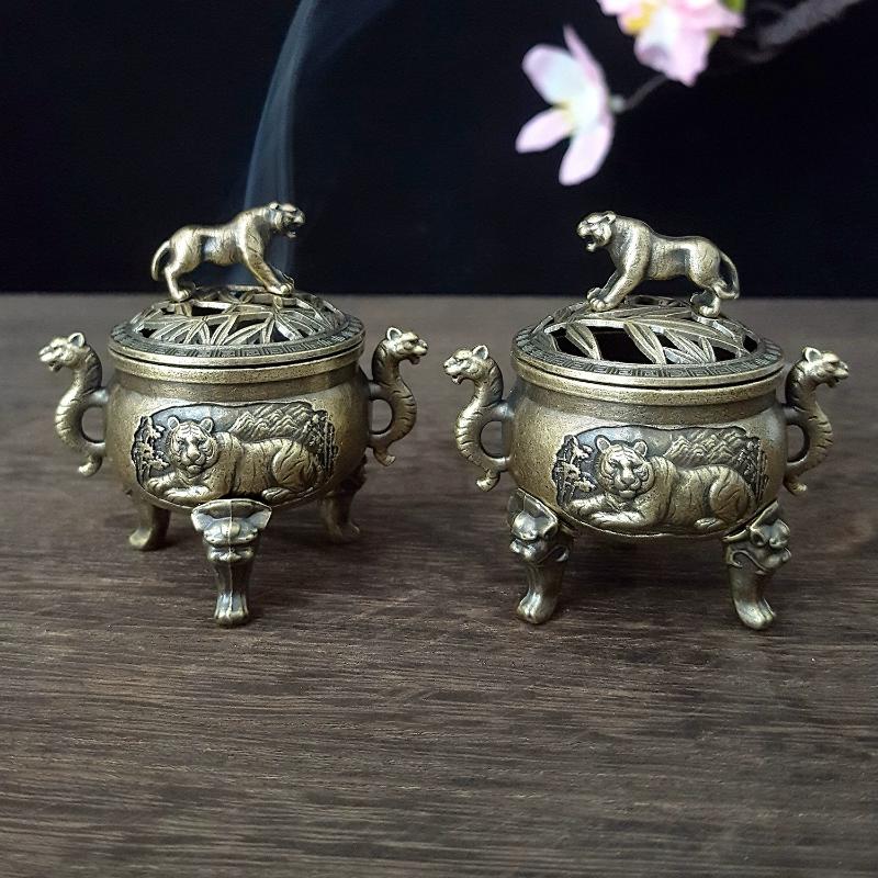 

Металлическая маленькая подставка для благовоний в виде тигра, украшения с ручкой, для йоги, медитации, украшения дома, в древнем стиле A