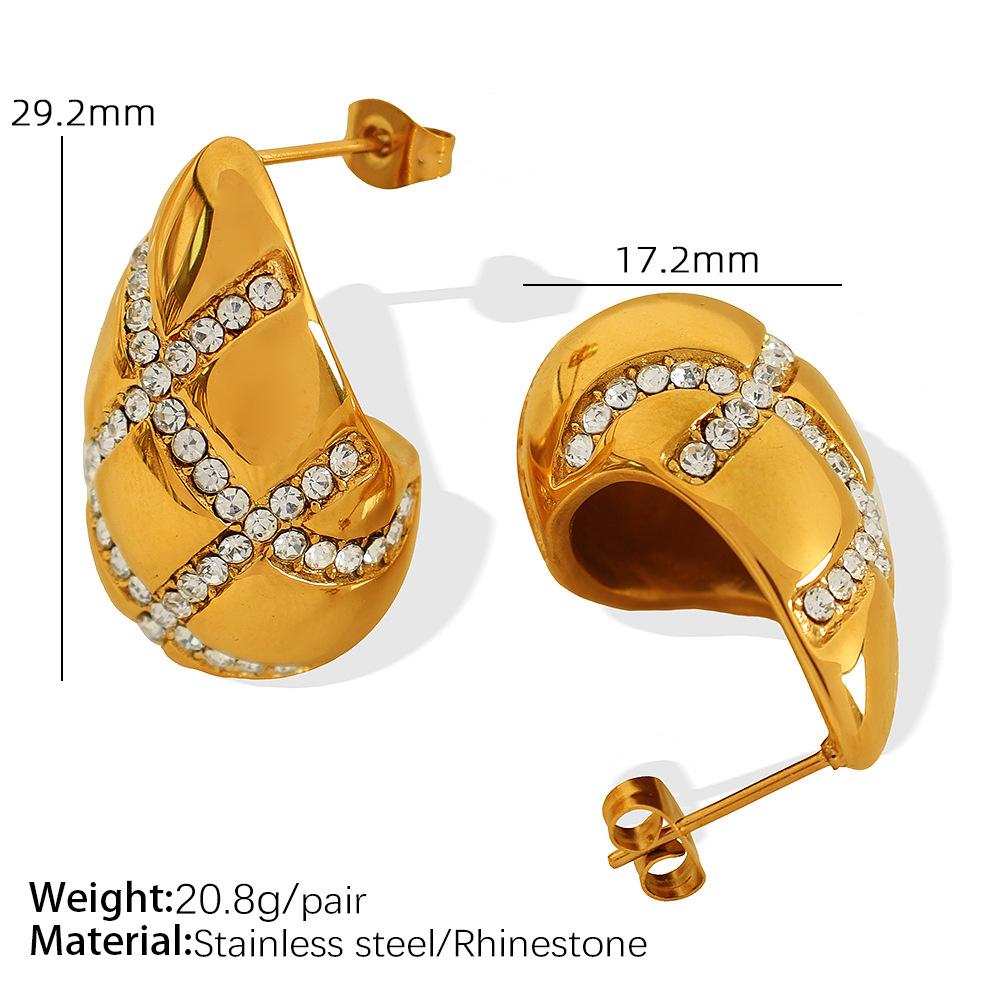 Design Hohl Wassertropfen Voll Diamant Ohrringe Ohrschmuck Titanstahl Vielseitige Ohrringe Damen Vielseitiger Schmuck