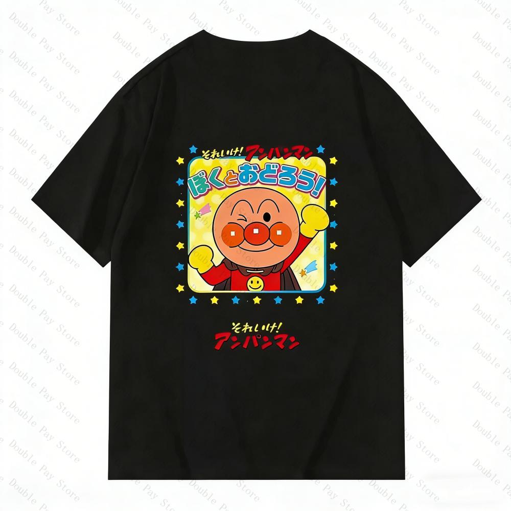 Anpanman and Friends Anime Print T-Shirt for Kids Men Women, Cute Japanese Cartoon Casual Cotton Tee, Streetwear Top