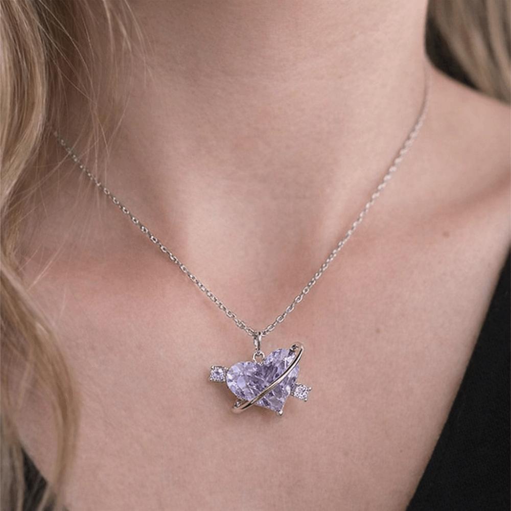 Light Luxury Design Crystal Heart Necklace Sweet Elegant Style Zircon Necklace  Fashion Accessory