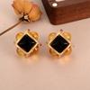 Medieval Vintage Earrings Retro Caramel Temperament Jewelry Earrings High Sense Women's Square Three-dimensional