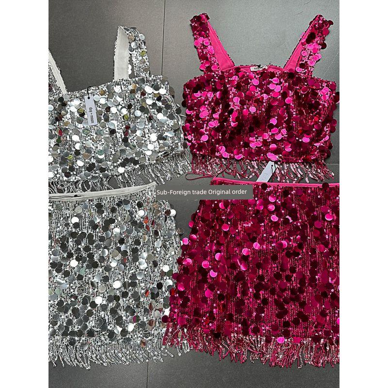 Yanzi Export Day + Big Round Sequin Silver Mirror Sequin Party Music Festival Fashionable Sequin Sexy Suit Female