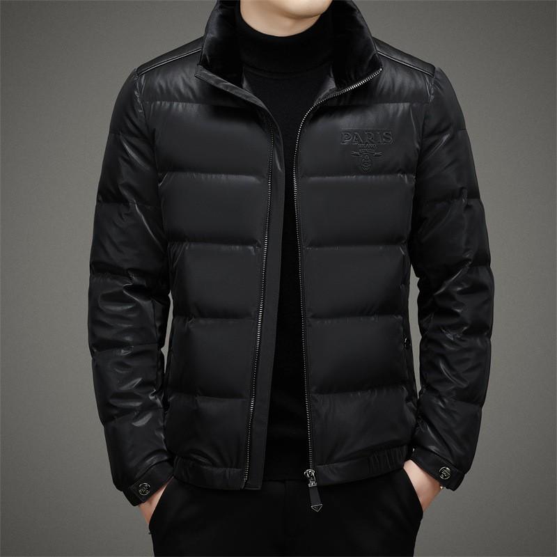 Mens Short Winter Down Jacket With Stand Collar 90% White Duck Warm Windproof Casual Coat Daily Wear
