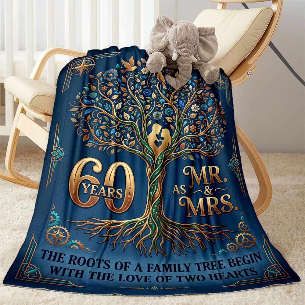 Family Tree Roots Begin Love Flannel Blanket-Soft and Suitable for Sofas,Beds,Offices,Travel,All Seasons,Great Gift for Holidays and Birthdays.