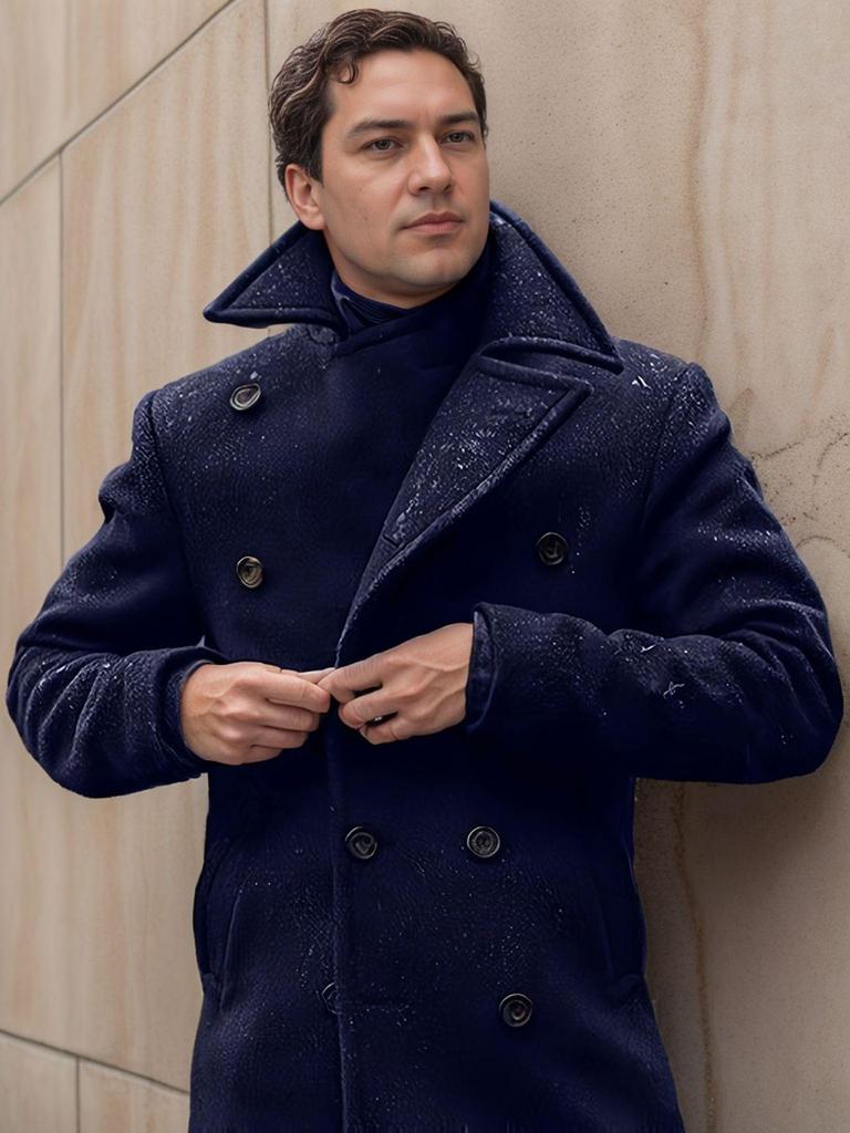 High-Quality Men's British Style Mid-Length Wool Coat - Autumn/Winter