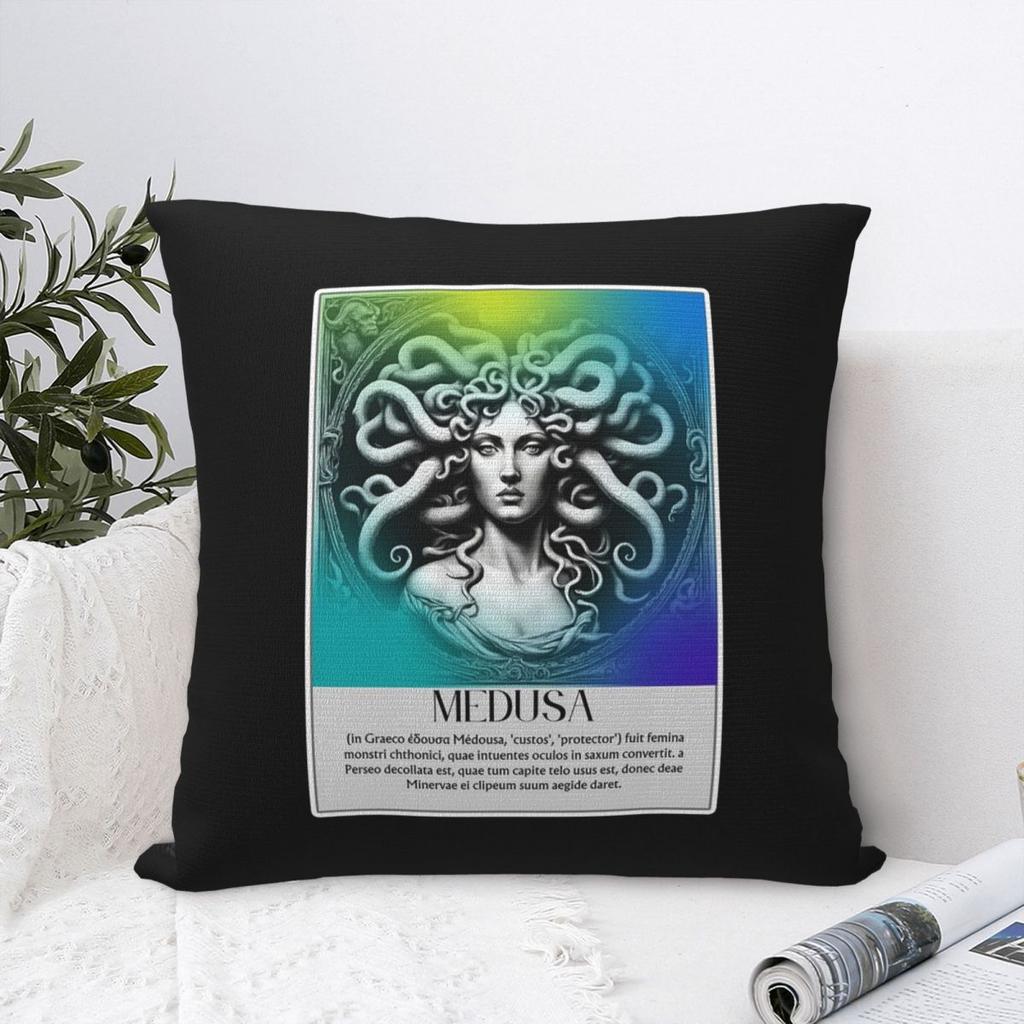 Ancient Greece Medusa Gorgon Vintage Style Square Pillowcase Cushion Cover Pillow Case Throw Pillow Cover for Home Bedroom Car