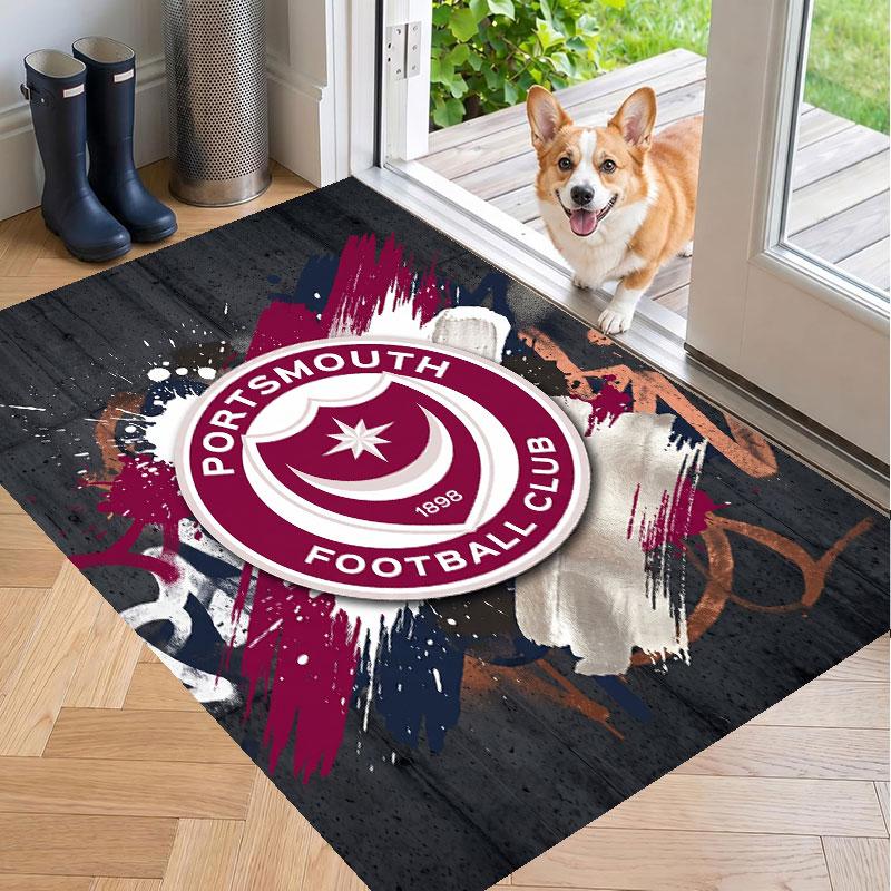 Soft Floor Carpet Portsmouth FC Pattern Area Rug Decorative Mat For Home Room Decoration