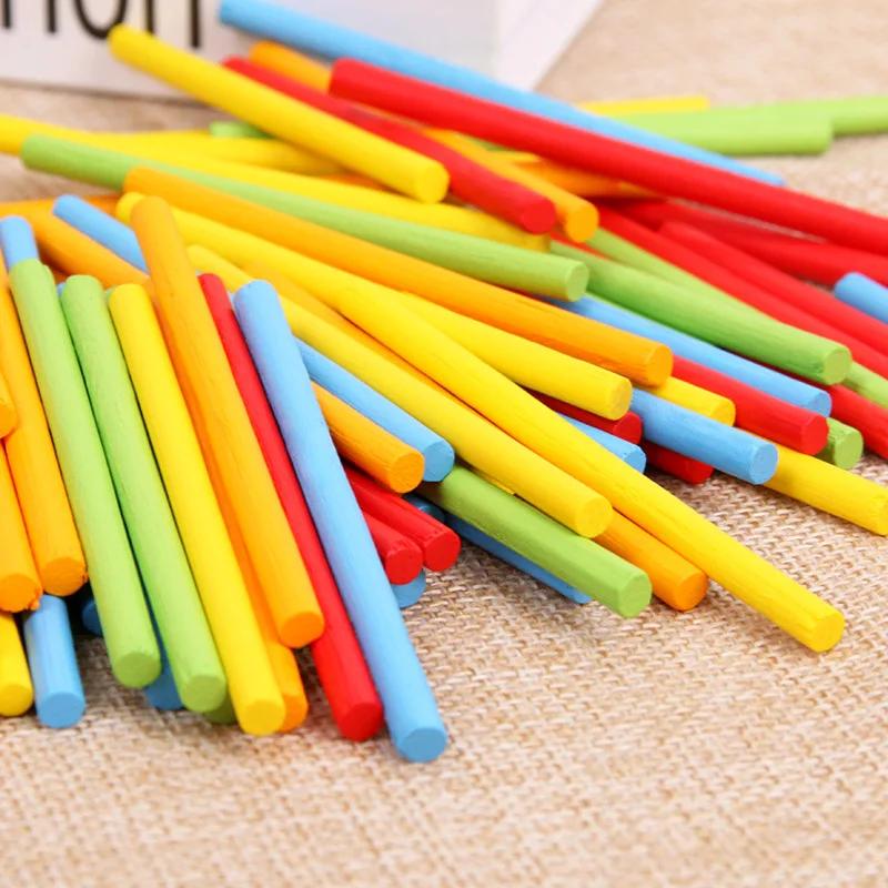 100 Pcspack Colorful Bamboo Sticks Mathematics Counting Game Montessori Preschool Math Learning Toy