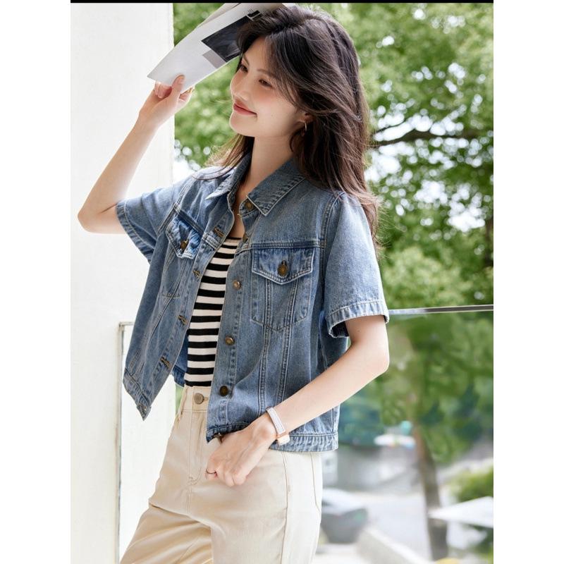 High-Quality Women's Versatile Thin Denim Short-Sleeve Jacket for Early Summer