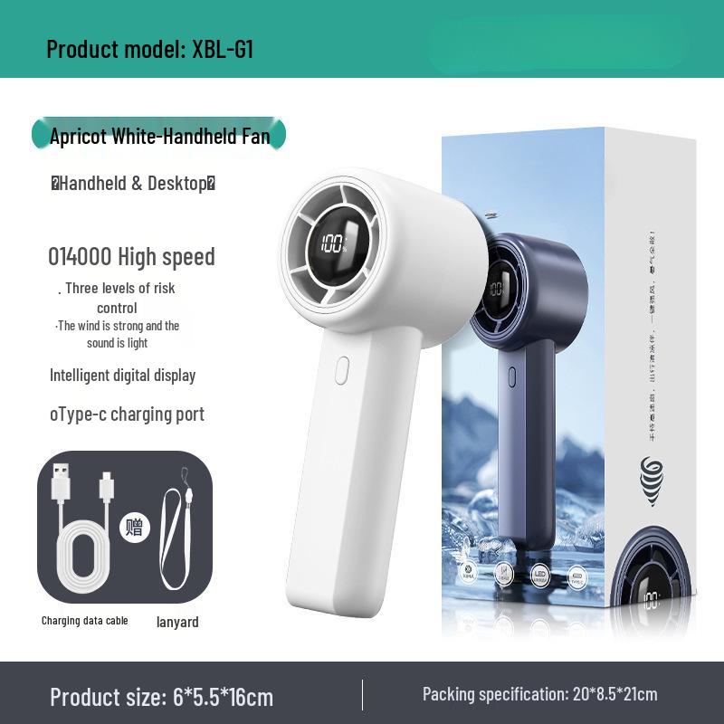 

High-Speed Portable USB Handheld Fan with Large Wind Power & Digital Display 7.5*6.5*17.5 cm