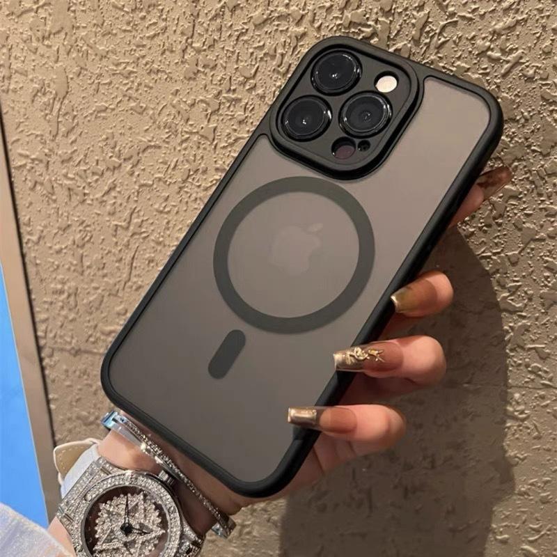 

Матовый Чехол для Телефона Полная Защита Камеры Магнитный для Magsafe iPhone 17 Pro Max Air 16 Plus 15 14 13 12 11 17Pro 16Pro Mag Safe Ударопрочный Чехол для Телефона iPhone 17 чёрный