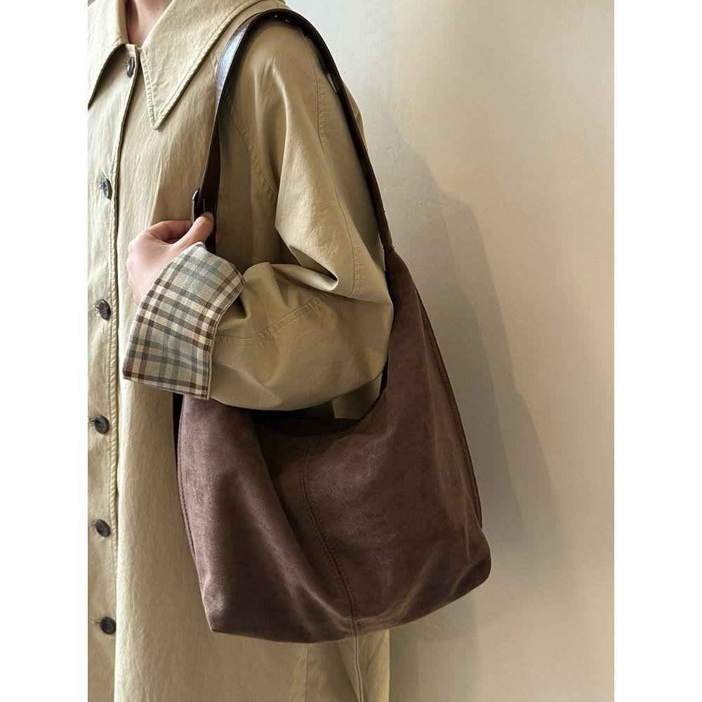 Koreanische Retro Matte Wildleder Große Tote - 2025 Damen Umhänge- & Schultertasche