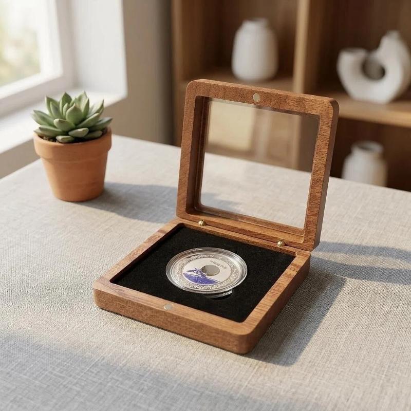 Antique Coin Storage Holder Durable Black White Dustproof Case for Commemorative Silver Coin Badge Collection Use
