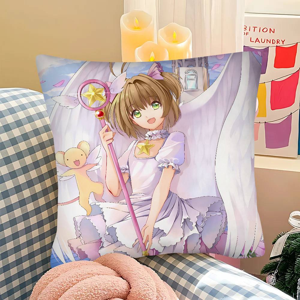 Anime Cardcaptor Sakura Pillow Case Square Pillow Bedroom Sofa Leisure Comfort Cushion Car Living Room Home Decoration
