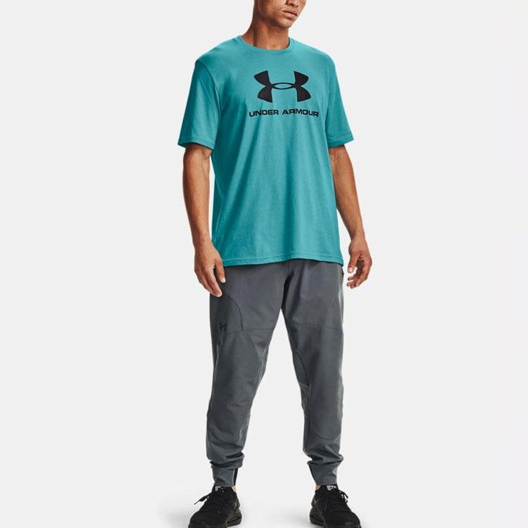 Under Armour Solid Logo Crew Neck Straight T-Shirt Men tops Cosmic-Blue 1329590-476