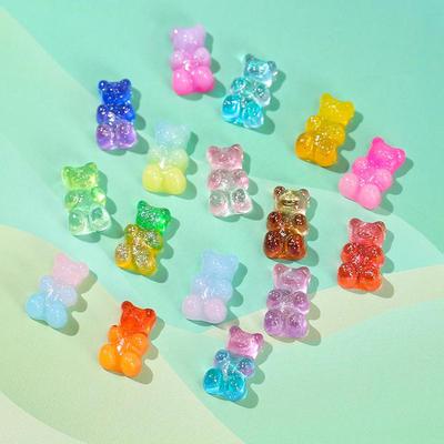 Accessoires en résine d'ours à paillettes bicolores pour coques de téléphone DIY