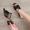 2024 Summer Fashion High Heel Sandals for Women New Design Casual Breathable Thick Heel Button Closure Large Size Shoes